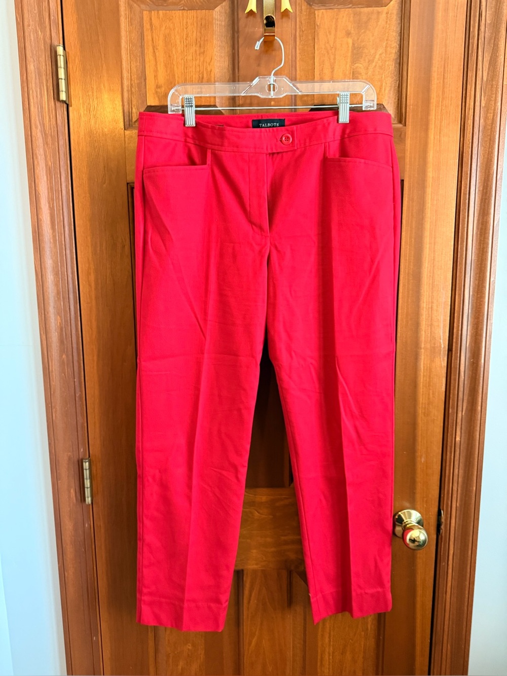 Talbots Hampshire Red Cropped Ankle Pants Women’s Size 12 Stretc